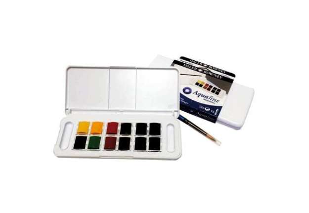 Immagine di Acquerelli Acquafine Godet - colori assortiti - Daler Rowney - scatola in plastica 12 acquerelli + 1