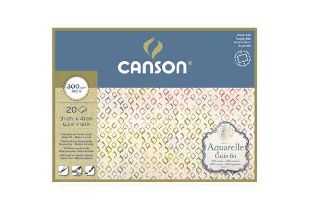 Immagine di Blocco collato 4 lati Aquarelle - 31x41 cm - 300 gr - 20 fogli - grana fine - Canson