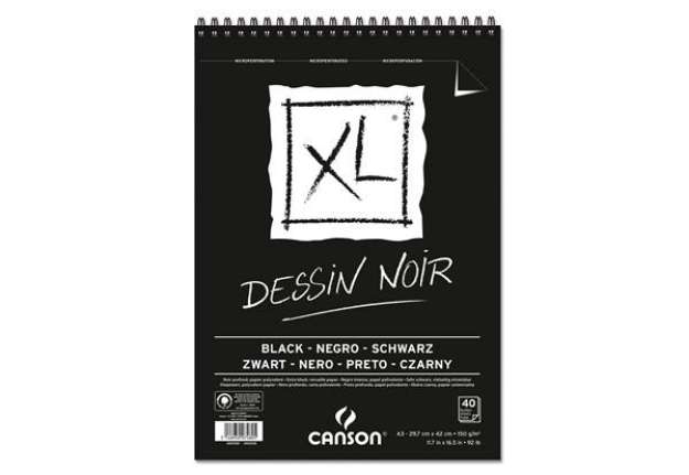 Immagine di Album spiralato lato corto XL - A3 - 150 gr - 40 fogli - nero - Canson