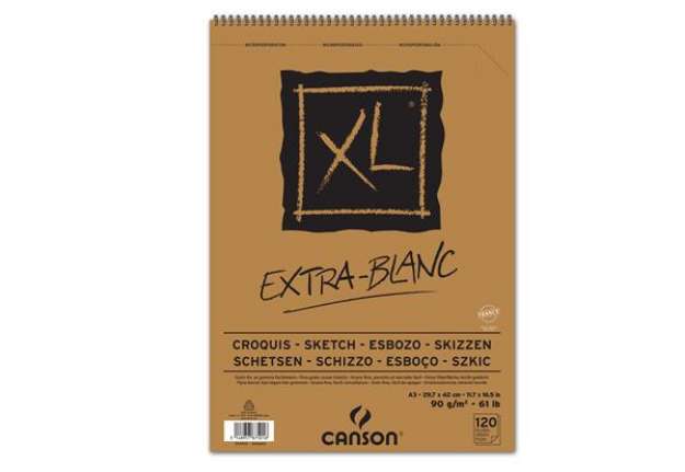 Immagine di Album spiralato lato corto XL - A3 - 90 gr - 120 fogli - extra white - Canson