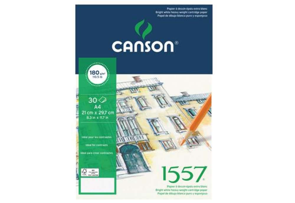 Immagine di Blocco collato lato corto 1557 - A4 - 180 gr - 30 fogli - Canson