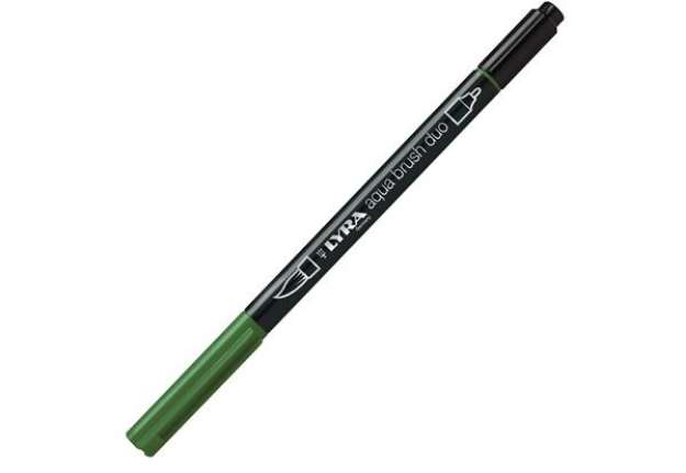 Immagine di Pennarello Aqua Brush Duo - punte 2/4 mm - verde oliva - Lyra