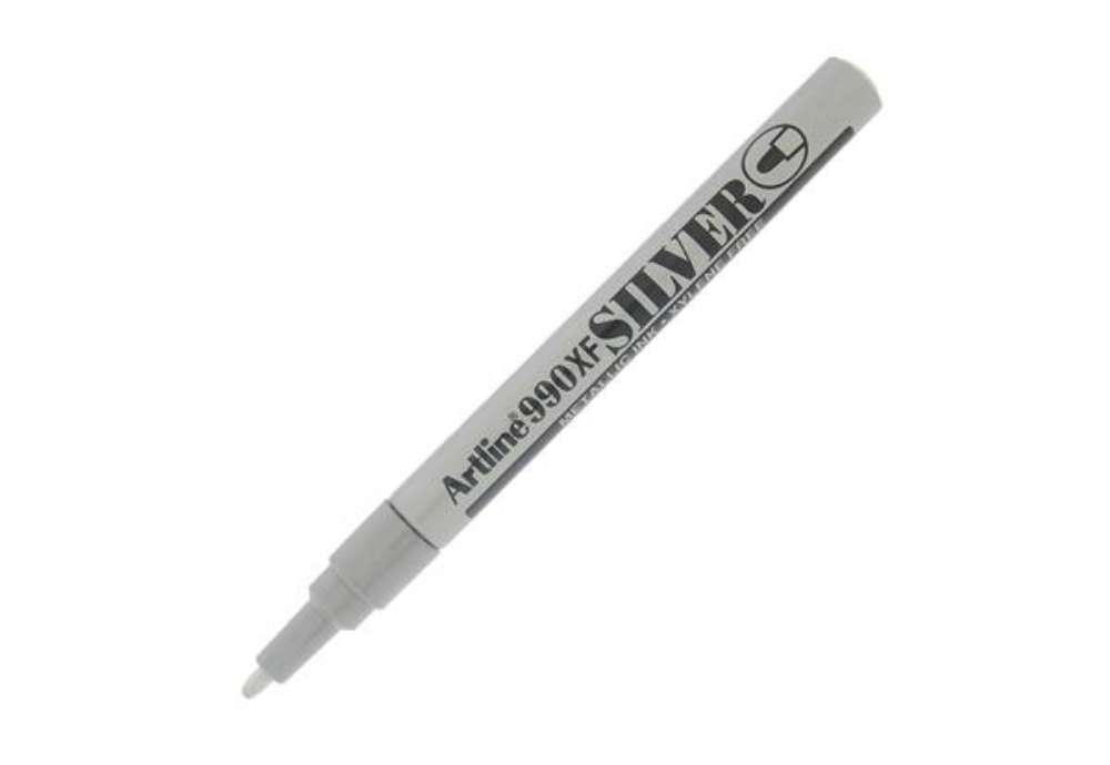 Immagine di Marcatore permanente A 990 - a vernice - punta tonda fine - 1,2 mm - argento - Artline