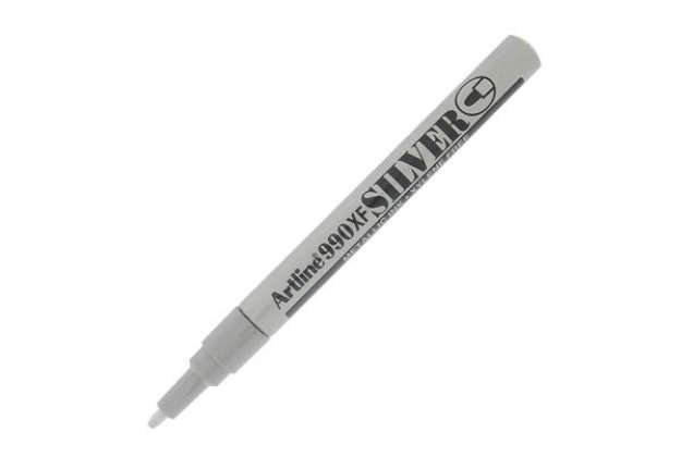 Immagine di Marcatore permanente A 990 - a vernice - punta tonda fine - 1,2 mm - argento - Artline