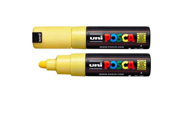 Immagine di Marcatore a base d'acqua Uni Posca  PC7M - punta tonda large 4,5 mm-5,5mm - giallo - Uni Mitsubishi