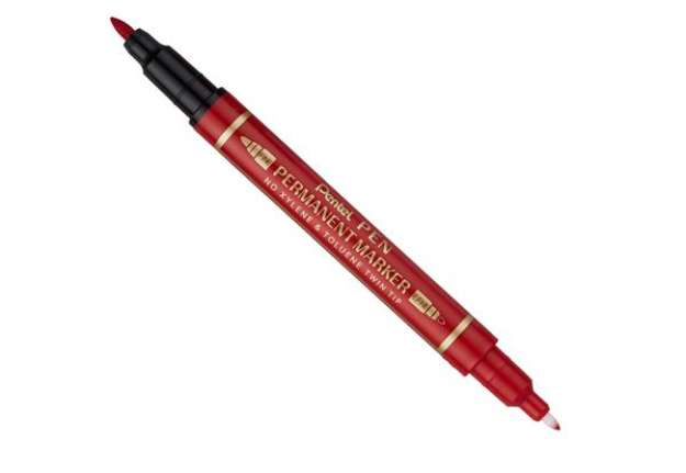 Immagine di Marcatore permanente Twin tip - doppia punta fine-extra fine - rosso - Pentel