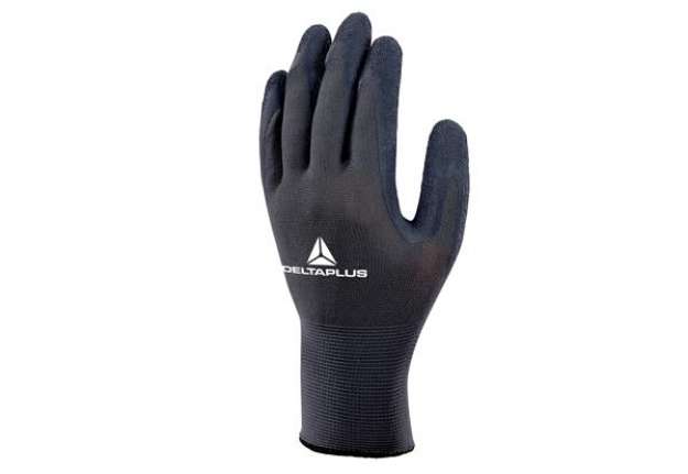 Immagine di Guanti da lavoro VE630 - poliestere - palmo lattice - taglia 08 - grigio/nero - Deltaplus