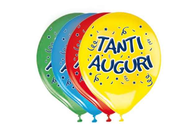 Immagine di Palloncini in lattice - ? 30 cm - con stampa "Tanti Auguri" - Big Party - busta 20 pezzi
