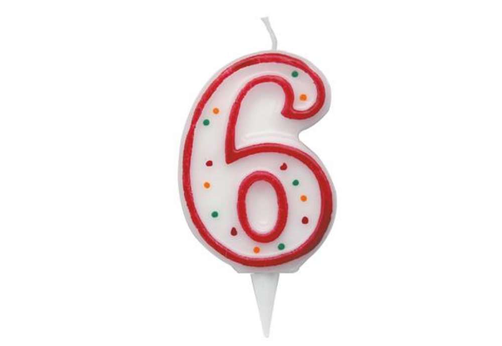 Immagine di Candelina Zuccherino - numero 6 - H 8.5 cm - Big Party