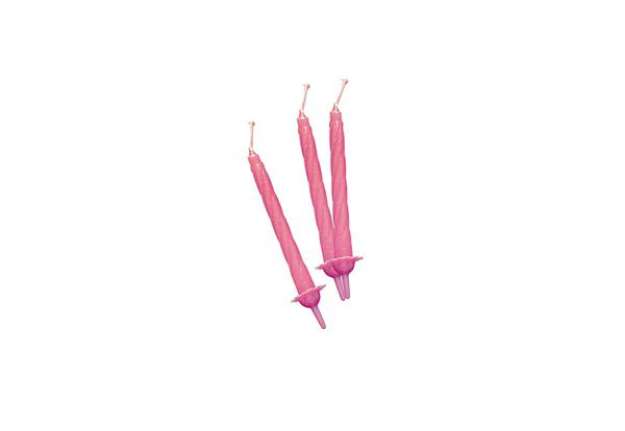 Immagine di Candeline con supporto - H 8 cm - rosa - Big Party - conf. 12 pezzi