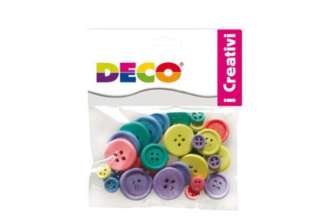 Immagine di Bottoni - in legno - colori pastello - Deco - conf. 30 pezzi