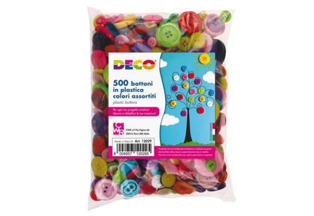 Immagine di Bottoni - in plastica - colori assortiti - Deco - conf. 650 pezzi