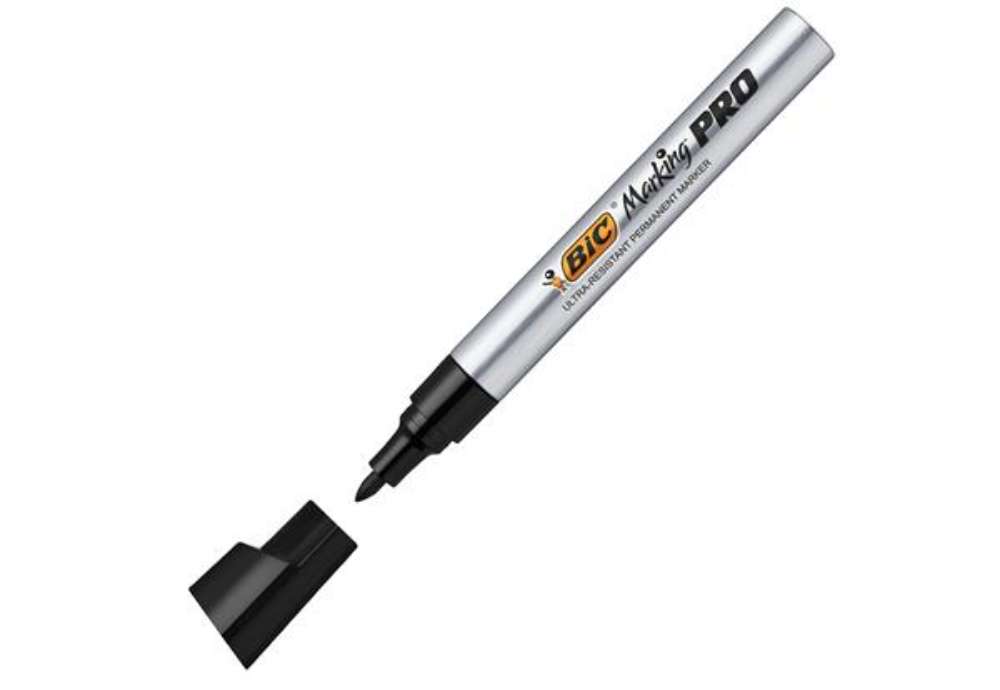 Immagine di Marcatori permanenti Marking Pro - punta tonda - nero - Bic - scatola 12 pezzi