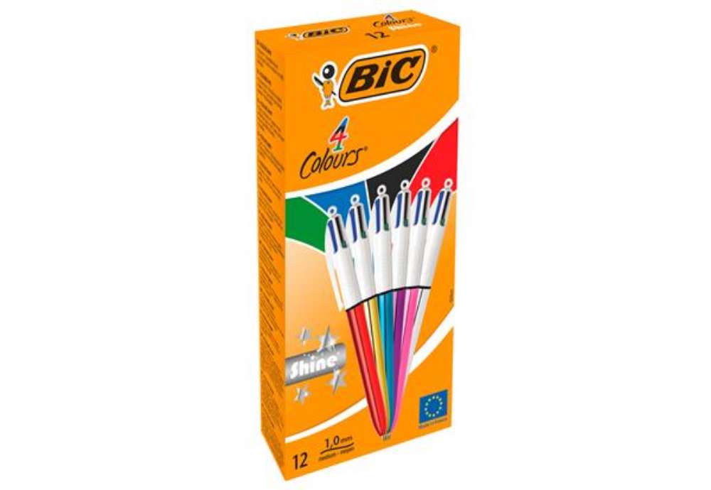 Immagine di Penna a sfera scatto multifunzione 4 Colours Shine - punta 1,0 mm - fusto colori assortiti - Bic - c