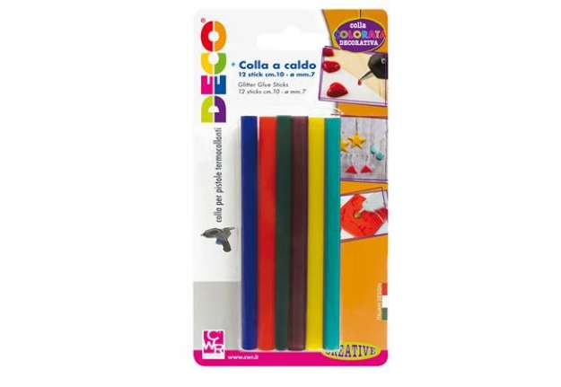 Immagine di Colle stick per pistole mini - colori assortiti - ø 7 mm - lunghezza 10 cm - Deco - conf. 12 pezzi