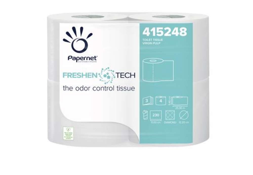 Immagine di Carta igienica classica Freshen Tech - 3 veli - 230 strappi - diametro 12,2 cm -15,5 gr - 9,5 cm x 2