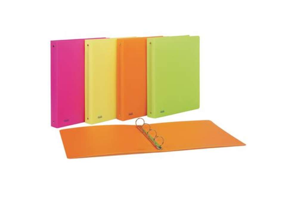Immagine di Raccoglitore neon - 22 x 30 cm - 4 anelli tondi 30 mm- PP - colori assortiti - Favorit