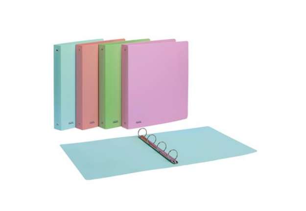 Immagine di Raccoglitore Pastel - 4 anelli tondi 15 mm - 22 x 30 cm - PP - colori assortiti - Favorit