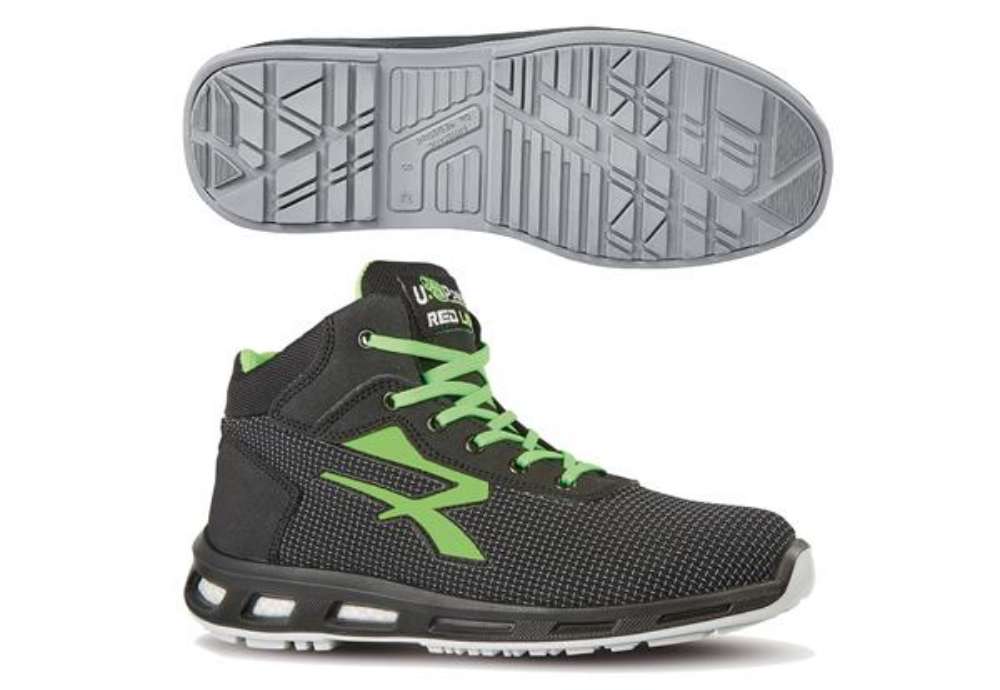 Immagine di Calzatura di sicurezza Hard S3 SRC - pelle idrorepellente - numero 42 - grigio scuro/verde - U-Power
