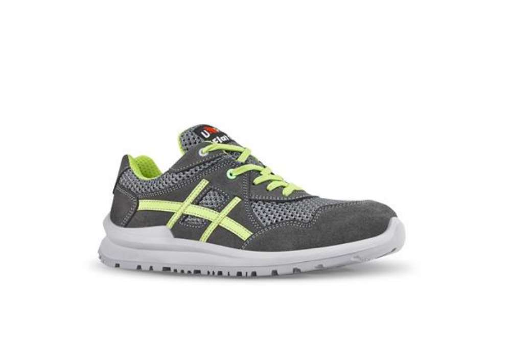 Immagine di Calzatura di sicurezza Nico S1P SRC Flat Out - pelle scamosciata morbida - numero 40 - grigio/verde
