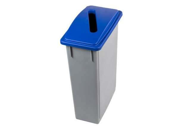 Immagine di Contenitore Office 90 Lt -  con feritoia per carta - 29,5x52x83,5 cm - grigio/blu - Medial