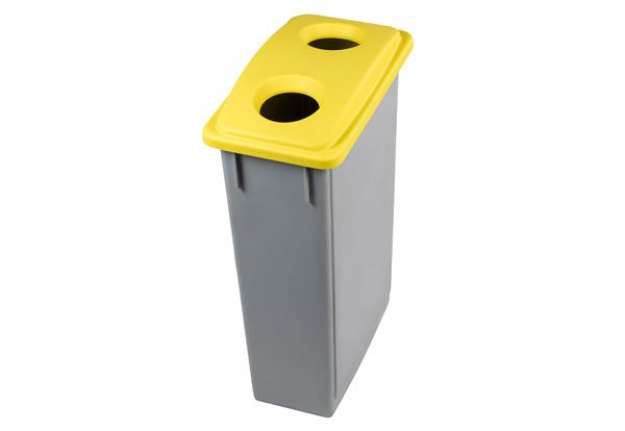 Immagine di Contenitore Office 90 Lt - con coperchio per bottiglie e lattine - grigio/giallo - Medial
