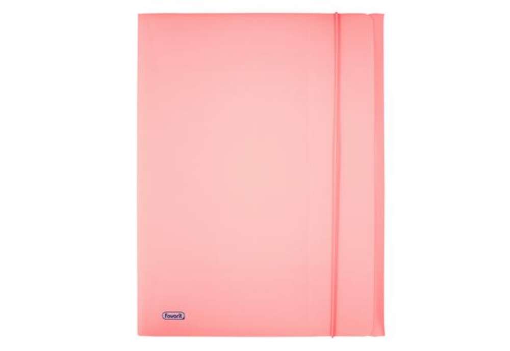 Immagine di Cartella 3 lembi con elastico Pastel - 24 x 33cm - dorso 1 cm - PP - cipria - Favorit