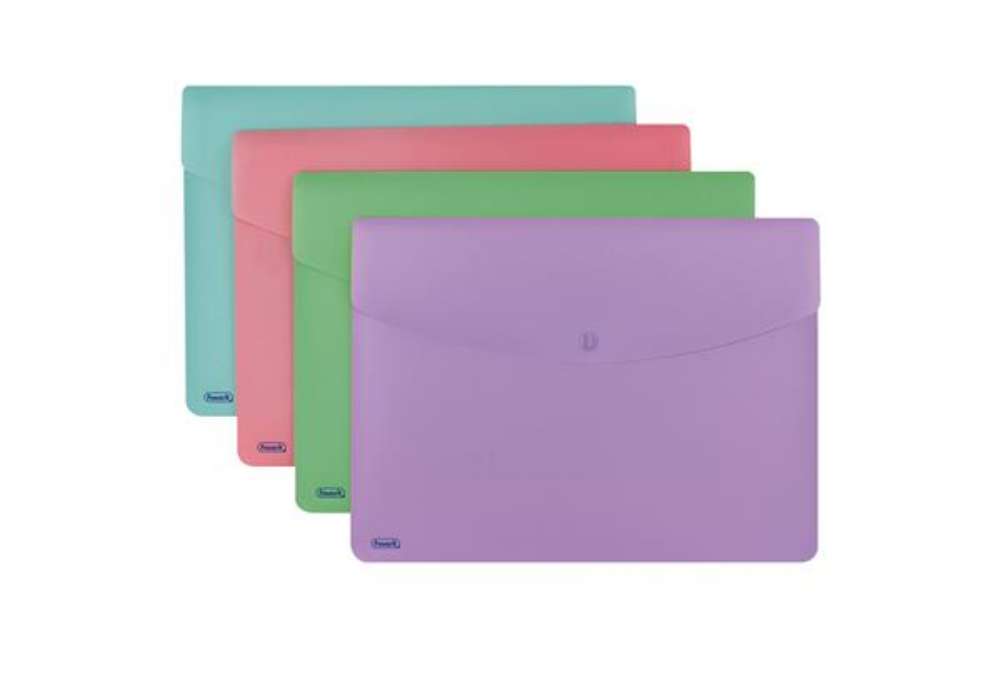 Immagine di Busta con bottone Pastel - A4 - PP - colori assortiti - Favorit