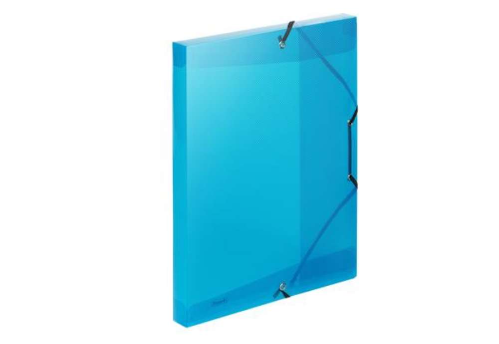 Immagine di Cartella 3 lembi con elastico angolare Lumina - 24 x 32cm - dorso 2,5 cm - PP - blu - Favorit