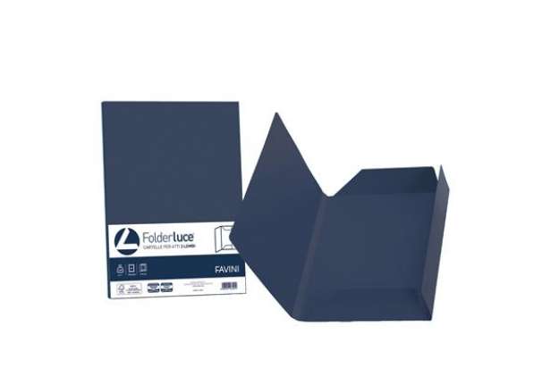 Immagine di Cartelline 3 lembi Luce - 200 gr - 24,5 x 34,5 cm - blu cobalto - Favini - conf. 25 pezzi