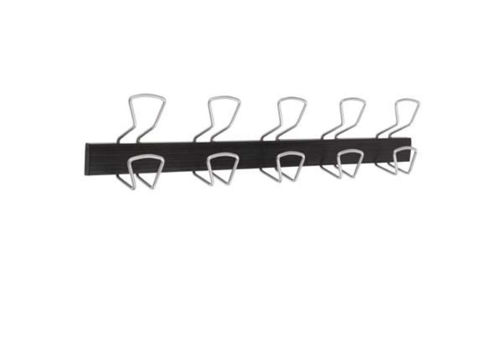 Immagine di Appendiabiti da muro - 5 posti - 76 x 7,2 x 16 cm - metallo/ABS - nero/grigio metallizzato - Alba