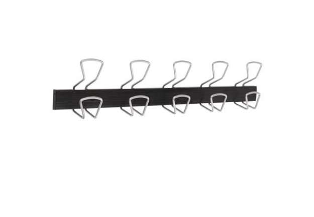 Immagine di Appendiabiti a colonna - 5 posti - 76 x 7,2 x 16 cm - metallo/ABS - nero/grigio metallizzato - Alba