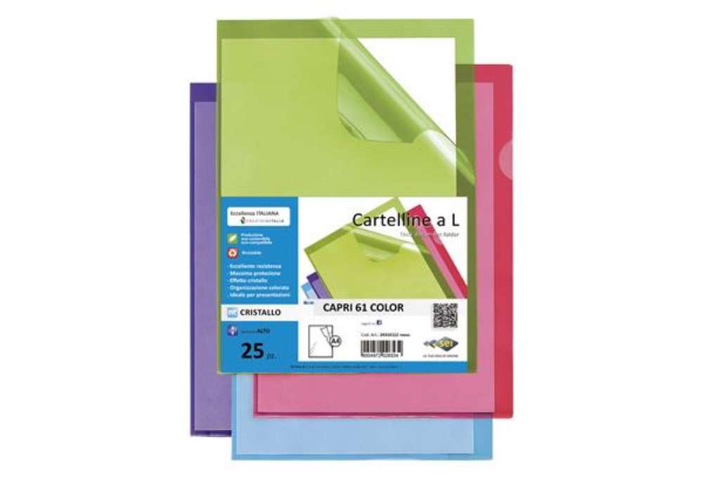 Immagine di Cartellina a L Capri 61 color - A4 - PVC - liscio pesante - rosso - Sei Rota - conf. 25 pezzi