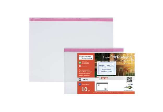 Immagine di Buste porta avvisi orizzontali - A3 - 42 x 30 cm - trasparente - Sei Rota - conf. 10 pezzi