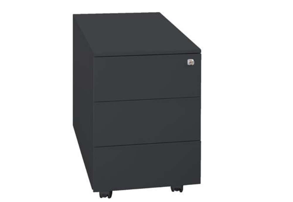 Immagine di Cassettiere in metallo - 3 cassetti - 40 x 59 x 54 cm - nero - Bertesi