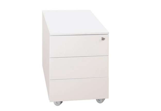 Immagine di Cassettiere in metallo - 3 cassetti - 40 x 59 x 54 cm - bianco - Bertesi