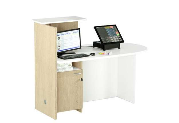 Immagine di Reception concept - destra - 143 x 83 x 117 cm - bianco/rovere