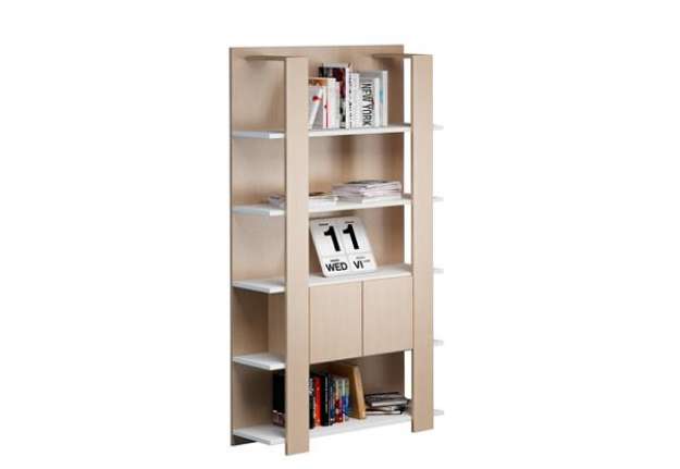 Immagine di Libreria alta Concept - 5 ripiani - 100x38,6x198 cm - bianco/rovere
