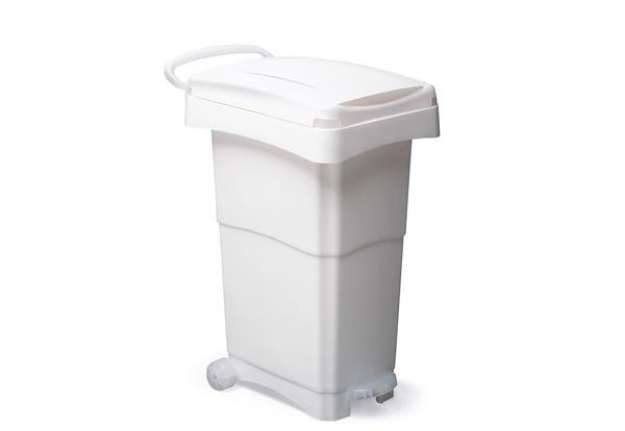 Immagine di Bidone mobile a pedale - 40x65x81 cm - 80 L - PPL - bianco - Mobil Plastic
