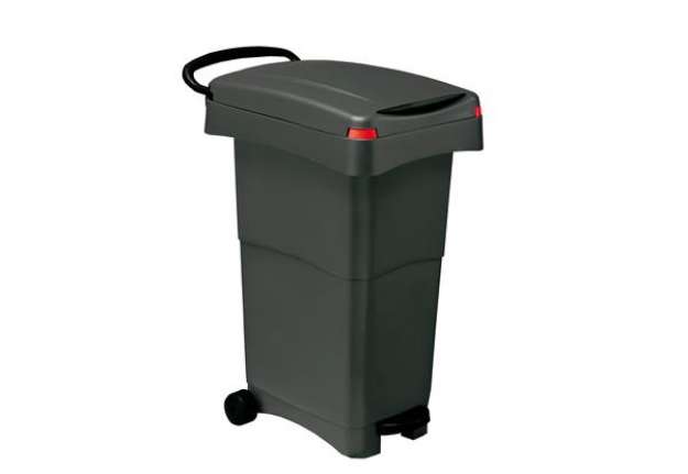 Immagine di Bidone mobile a pedale - 80 L - 40x65x81 cm - PPL - grigio - Mobil Plastic