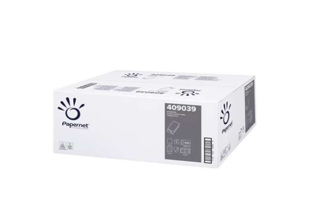 Immagine di Asciugamani piegati a V - 22 x 21 cm - 18 gr - goffrata onda - bianco - Papernet - conf. 266 pezzi