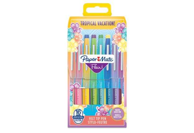 Immagine di Pennarello Flair Nylon - punta feltro - 1,10mm - colori assortiti Tropical - Papermate - conf. 16 pe