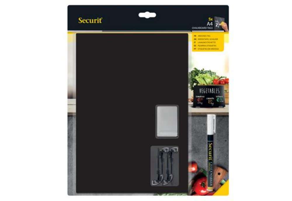 Immagine di Tag - 21 x 29,7 cm (A4) - nero - Securit - set 5 pezzi