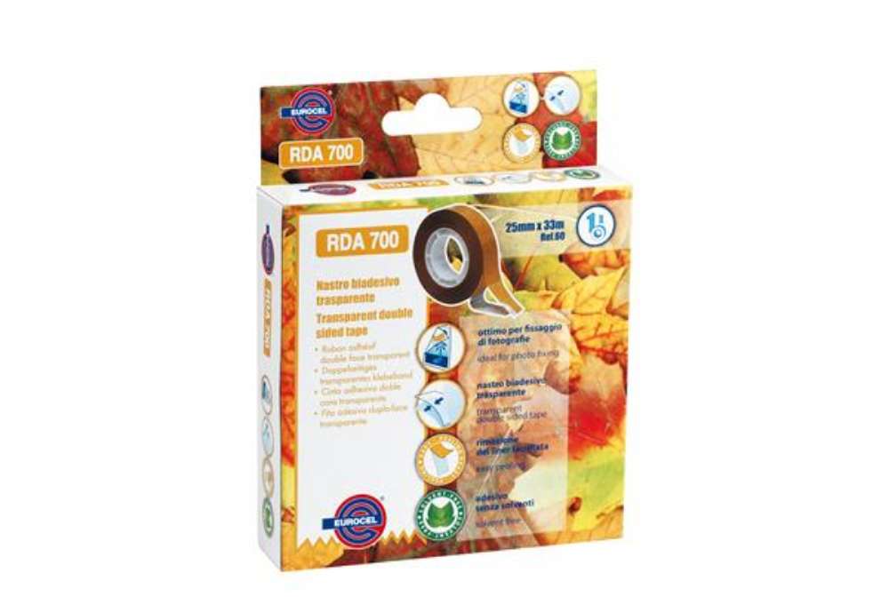 Immagine di Nastro biadesivo 700RDA - 25 mm x 33 m - acrilico - trasparente - Eurocel