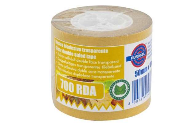 Immagine di Nastro biadesivo 700RDA - in termo singolo + etichetta - 5 cm x 10 m - trasparente - Eurocel