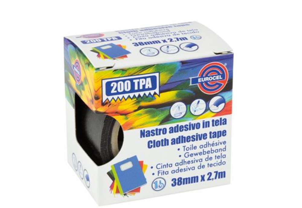 Immagine di Nastro adesivo telato TPA 200 - 38 mm x 2,7 m - tela plastificata - nero - Eurocel