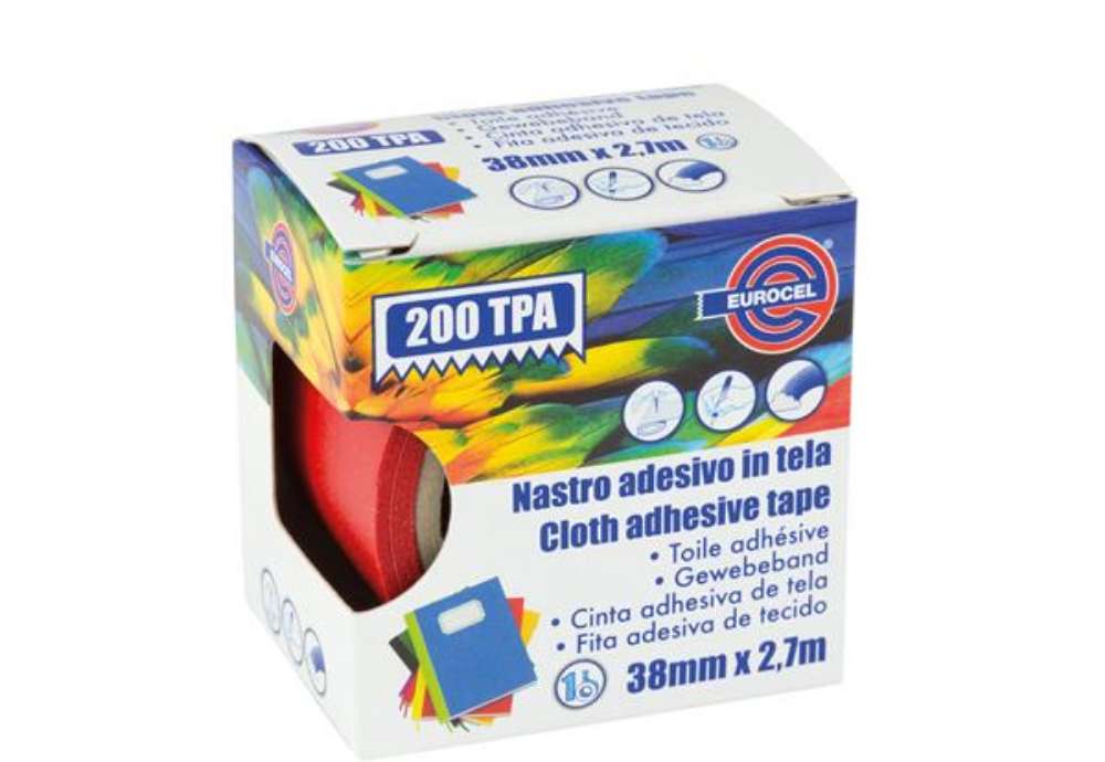Immagine di Nastro adesivo telato TPA 200 - 38 mm x 2,7 m - tela plastificata - rosso - Eurocel