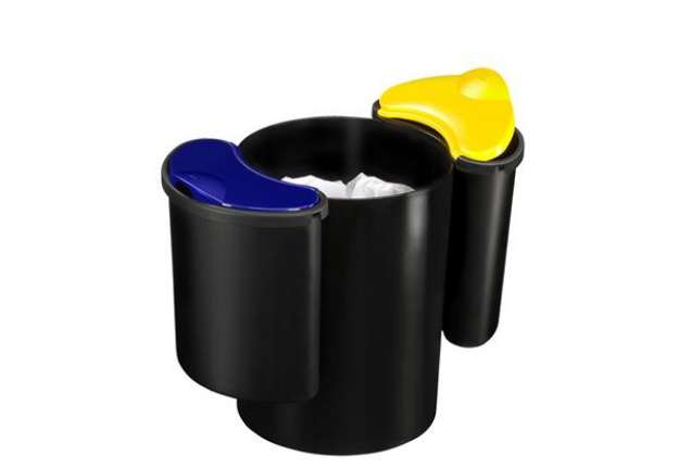 Immagine di Cestino raccolta differenziata 516 - altezza 33,7 cm - diametro 26 cm -  nero/giallo/blu - Cep