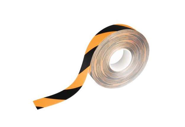 Immagine di Nastro adesivo DURALINESTRONG 50/07 1726 - permanente - 5 cm x 30 m - giallo/nero - Durable
