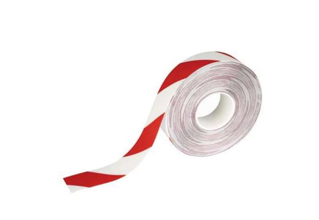 Immagine di Nastro adesivo DURALINESTRONG 50/07 1726 - permanente - 5 cm x 30 m - rosso/bianco - Durable